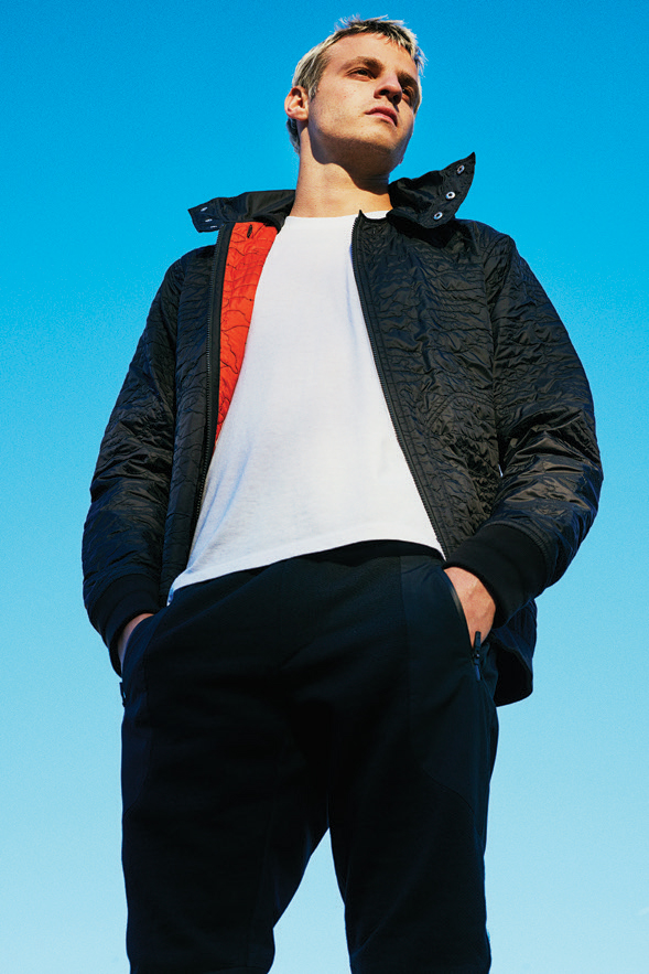 UAS campaign photograph with apparel styling.